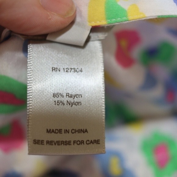 Multiples Rainbow Leopard Print Button Down Blouse Petite Large Statement Shirt - Picture 16 of 16